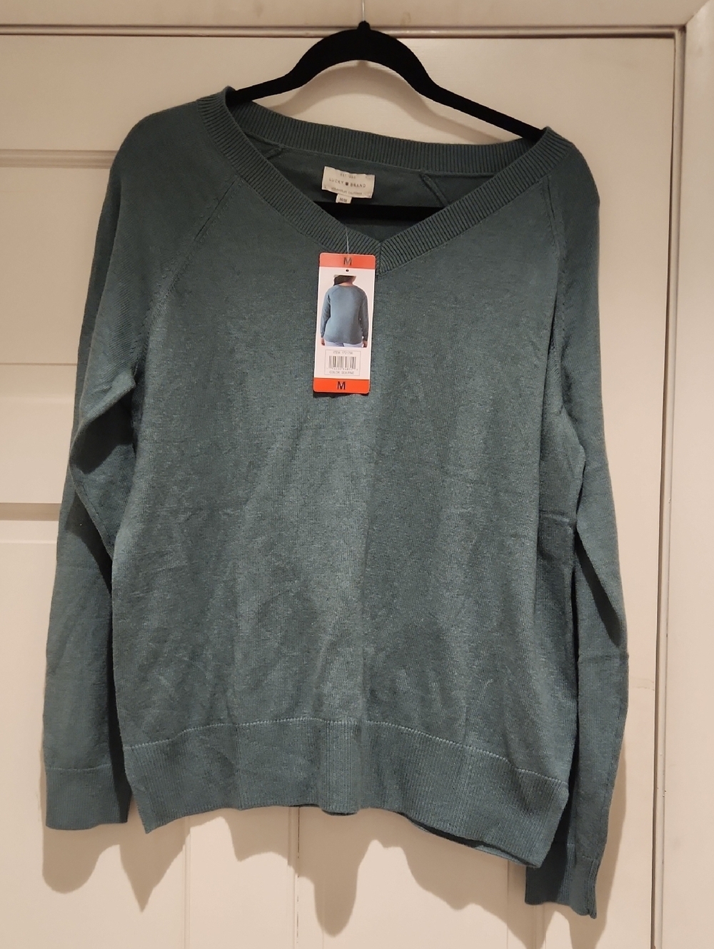 NWT Lucky Brand Women's V-Neck Casual Sweater in Seafoam Green Size M